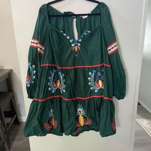Anthropologie embroidered long sleeve dress